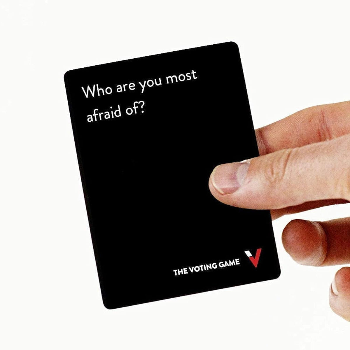 Close-up of prompts and vote cards from DYCE The Voting Game.