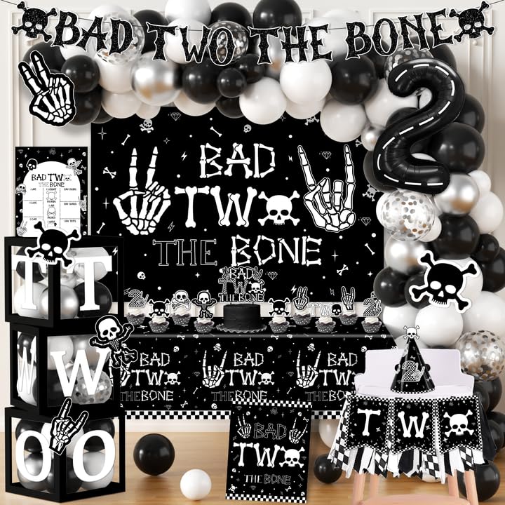 Dydamud Bad Two The Bone backdrop creates a playful birthday scene.