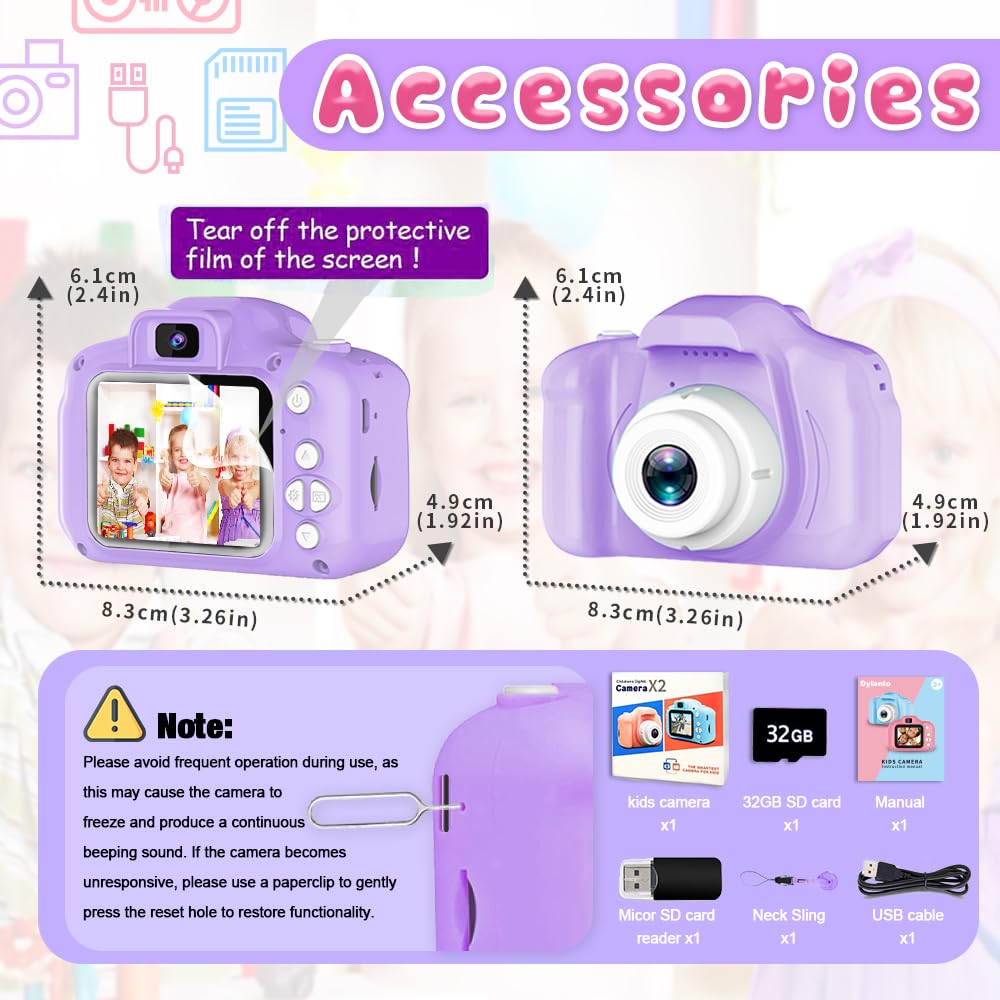 Dylanto Upgrade Kids Selfie Camera includes 32GB SD card for ample photo storage