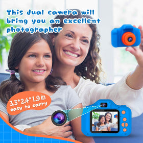 Dylanto Upgrade Kids Selfie Camera back view emphasizes safe durable plastic and anti-drop protection