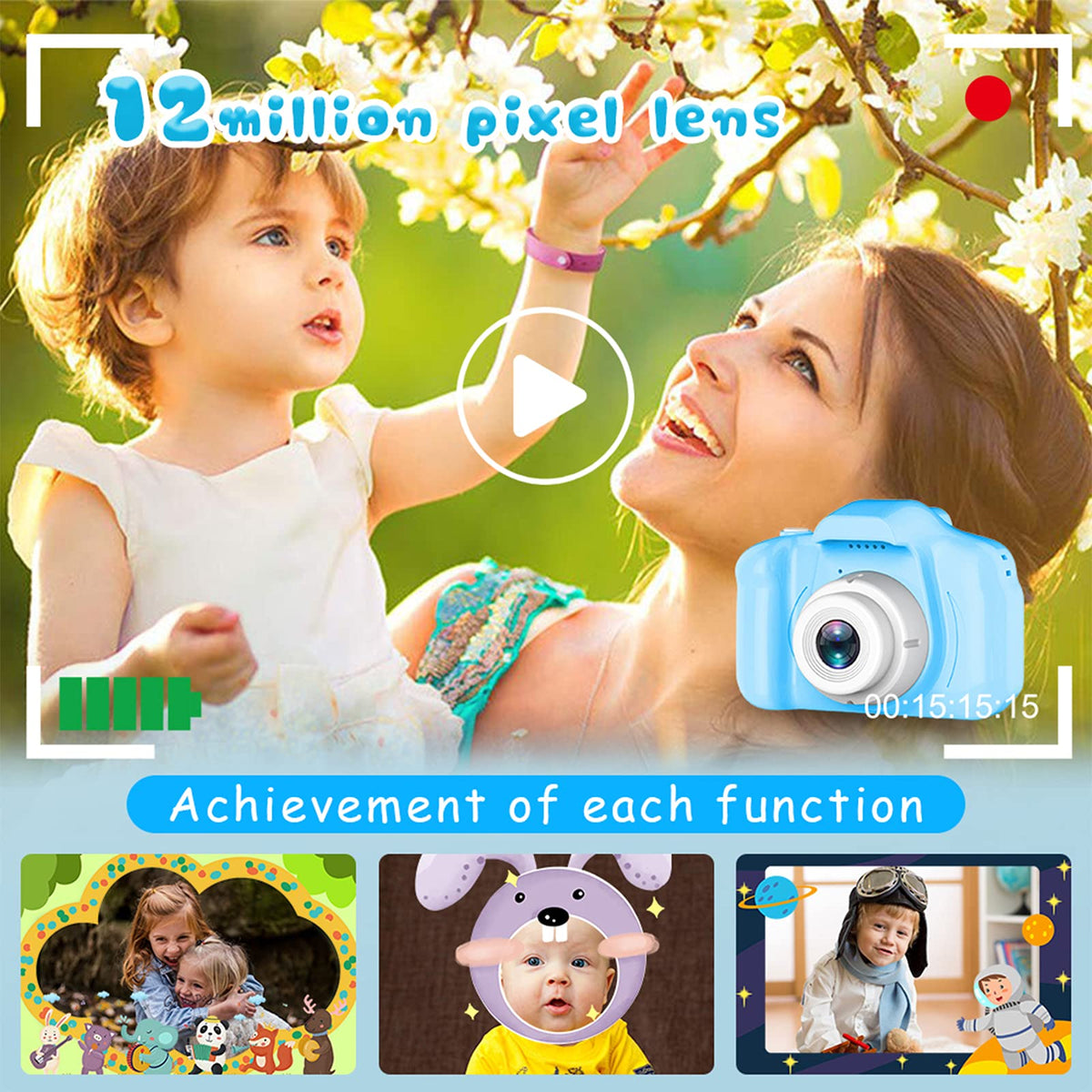 Dylanto Upgrade Kids Selfie Camera in hand showing kid‑friendly grip