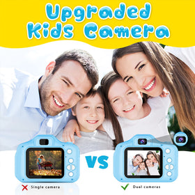 Dylanto Upgrade Kids Selfie Camera packaging with 32GB SD card ready for gifting