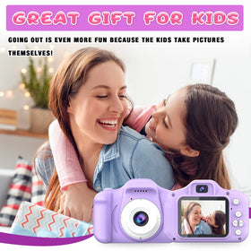 Dylanto Upgrade Kids Selfie Camera purple packaging emphasizes gift-ready design