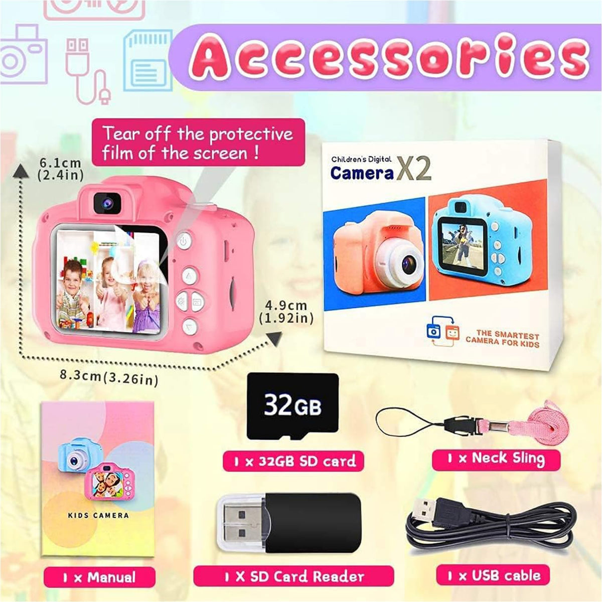 Dylanto Upgrade Kids Selfie Camera pink shockproof shell for safe play