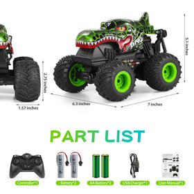 DYODYORC remote control car green side view emphasizes off-road tires and grip
