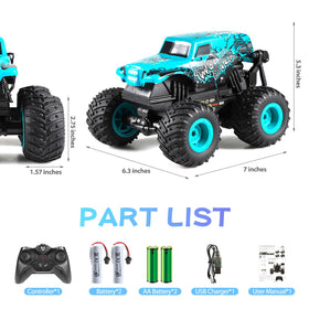 DYODYORC shark monster truck blue with all-terrain grip.