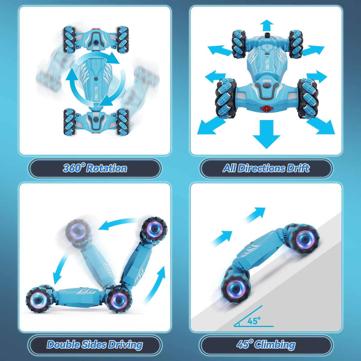 Dysaim gesture sensing RC car 360-rotation action ideal for stunts and spins.