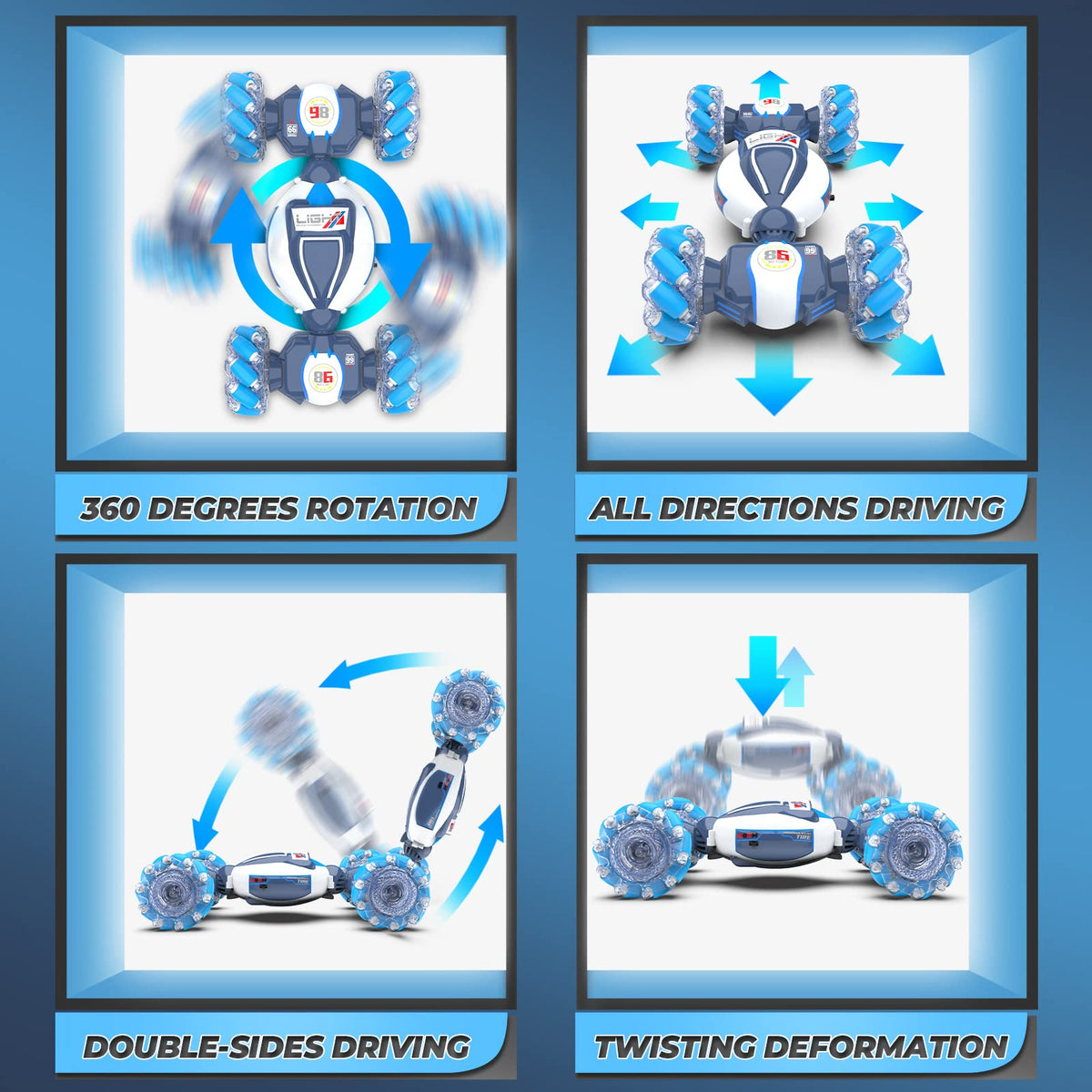 Dysaim Gesture Sensing RC Stunt Car demonstrates 360° rotation on varied surfaces