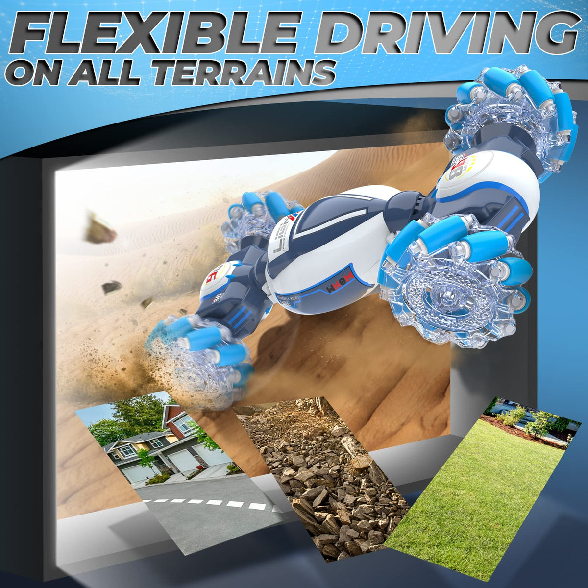 Dysaim Gesture Sensing RC Stunt Car off-road mode enables outdoor fun