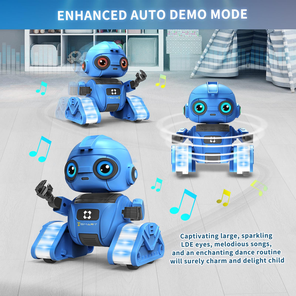 Dzxlin robot toy blue remote control mode enables precise play from a distance.