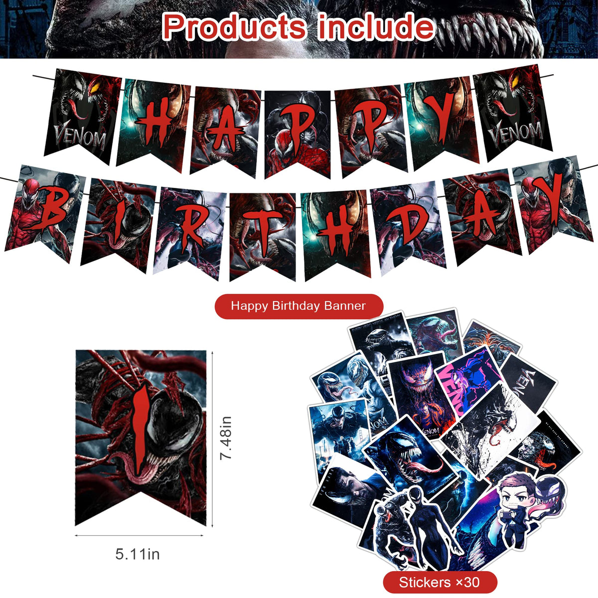 DZZK Venom 2 cake toppers add a dramatic centerpiece