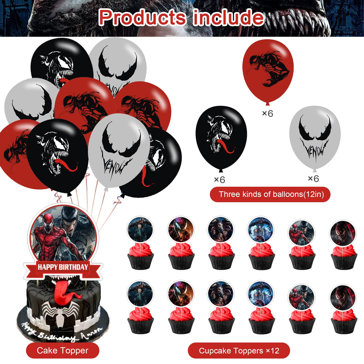 DZZK Venom 2 cupcake toppers brighten individual desserts