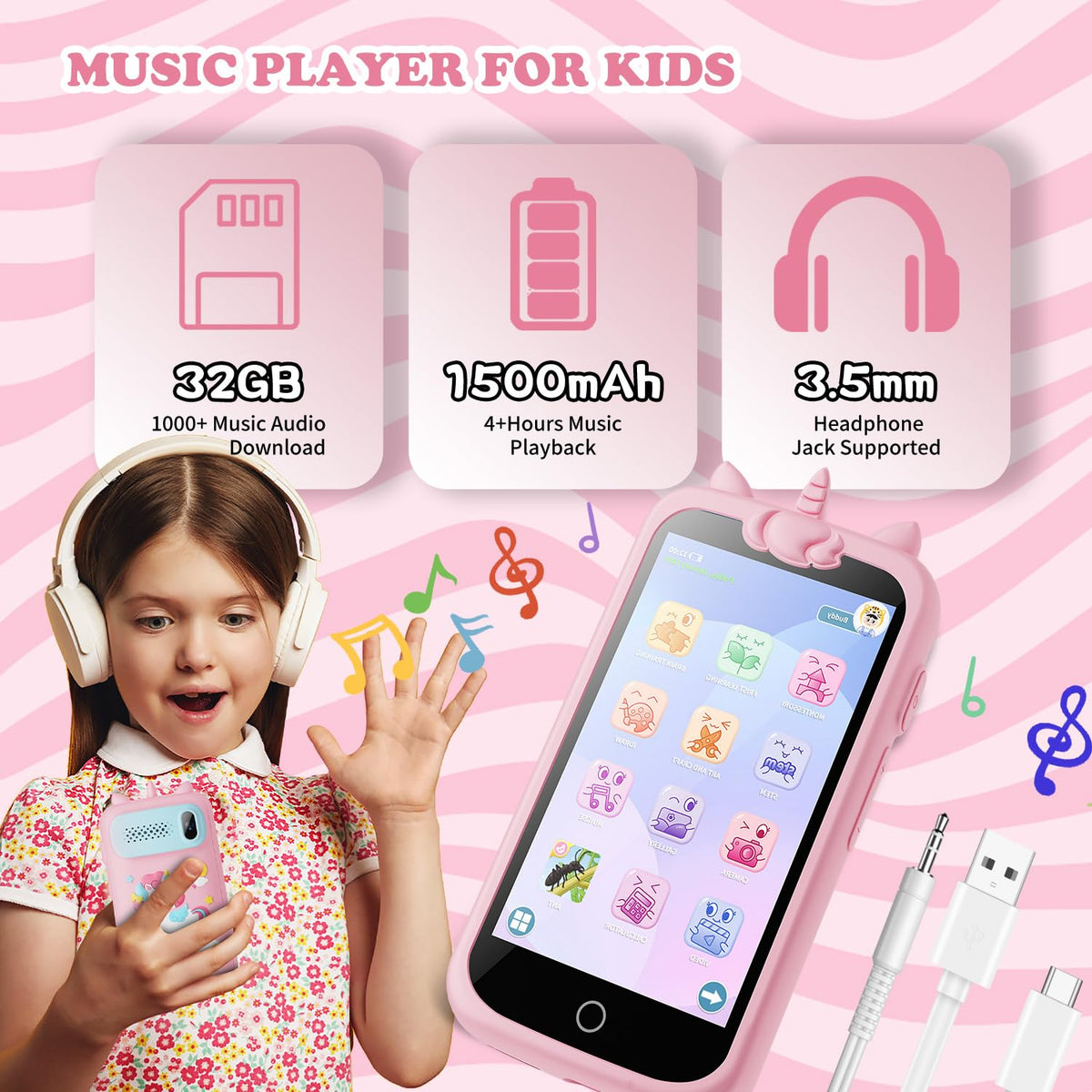 E teacher Kids Phone parental control feature keeps kids safe while exploring apps.