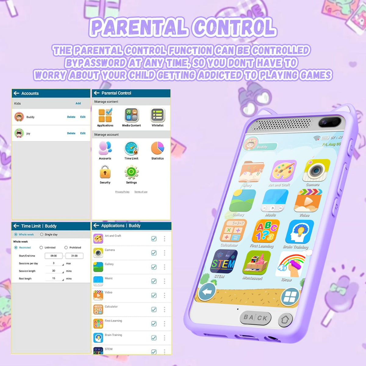E teacher toy smartphone parental controls for safe screen time management