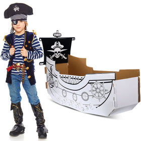 Eaasty pirate ship playhouse front view ready for coloring and play.