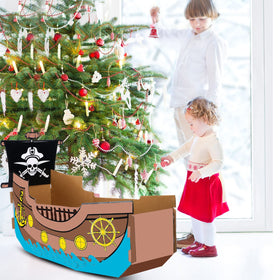 Eaasty pirate ship playhouse ready for kids to explore.