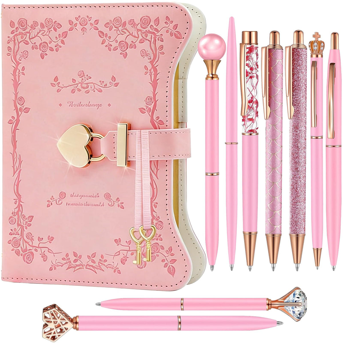 EABUY enchanted pink journal cover with roses for stylish journaling.