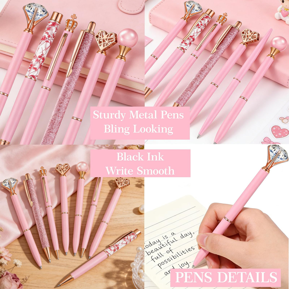 EABUY nine pink and gold pens for smooth, vibrant writing.