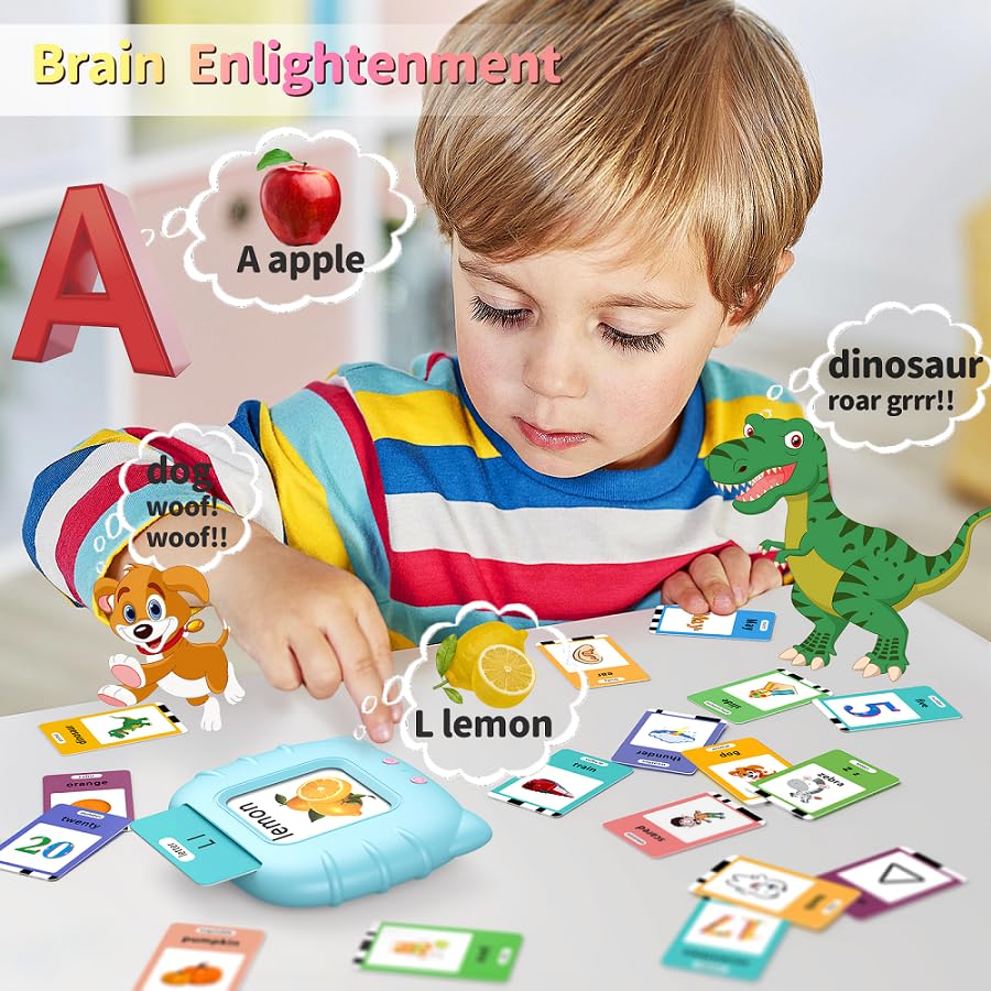 Eaever flash cards on table with child learning activity