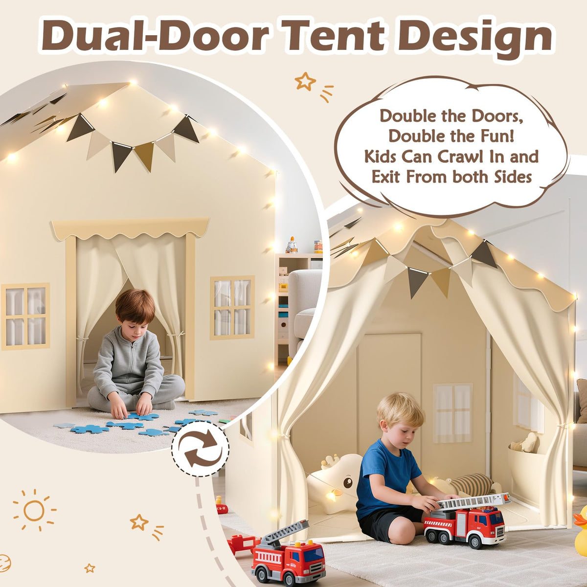 EagleStone 2-in-1 Kids Tent back door for quick entry and exit