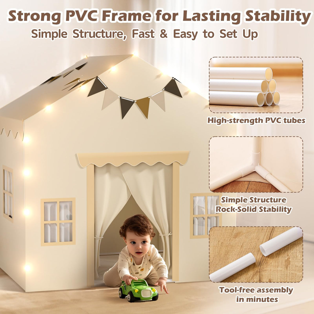 EagleStone 2-in-1 Kids Tent tool-free assembly for quick setup