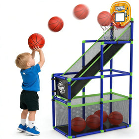 EagleStone Arcade indoor hoop adjustable height for growing kids.