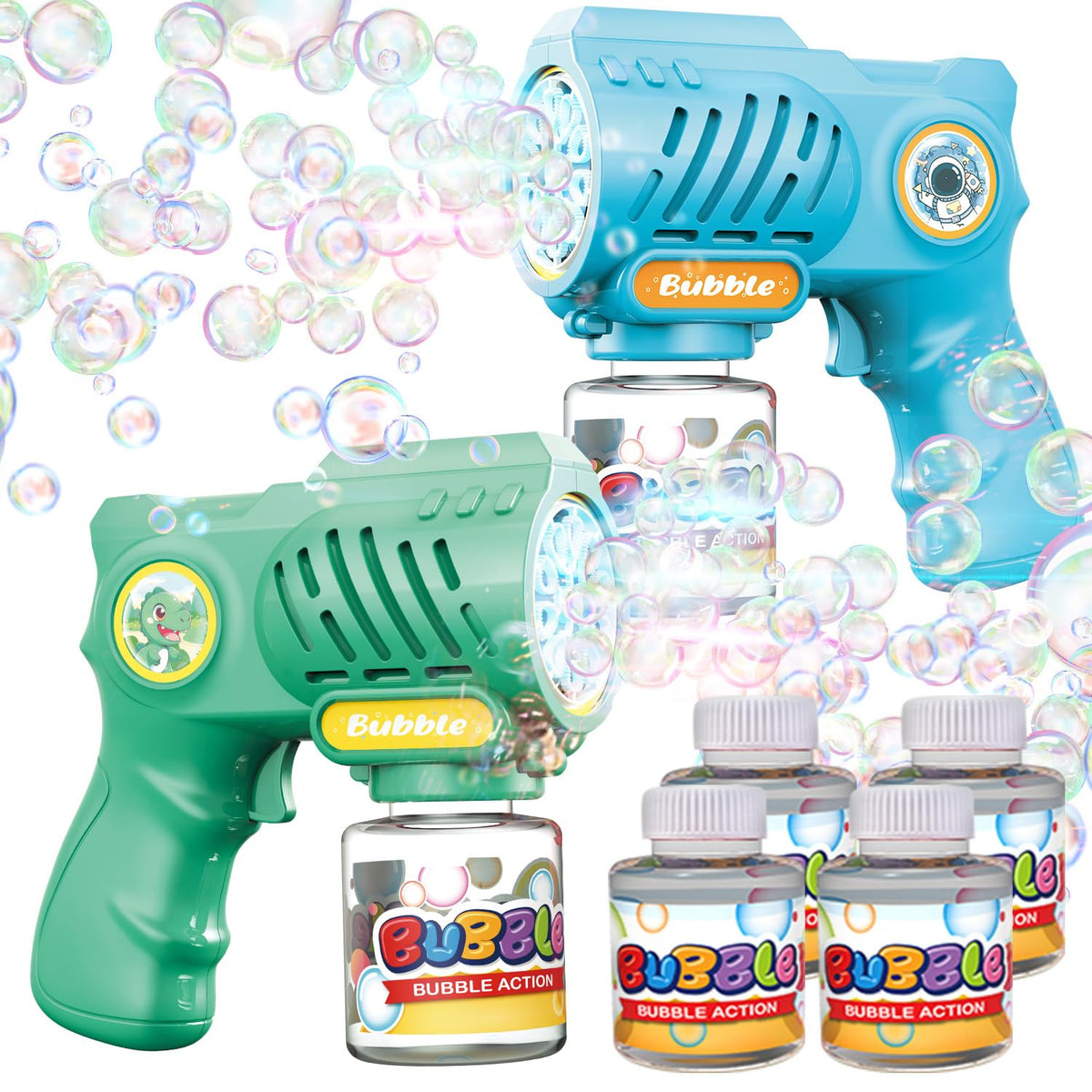 EagleStone bubble gun 2-pack in action for outdoor play fun.