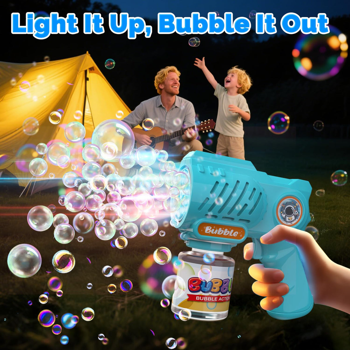 EagleStone bubble gun action shot showing high bubble output.