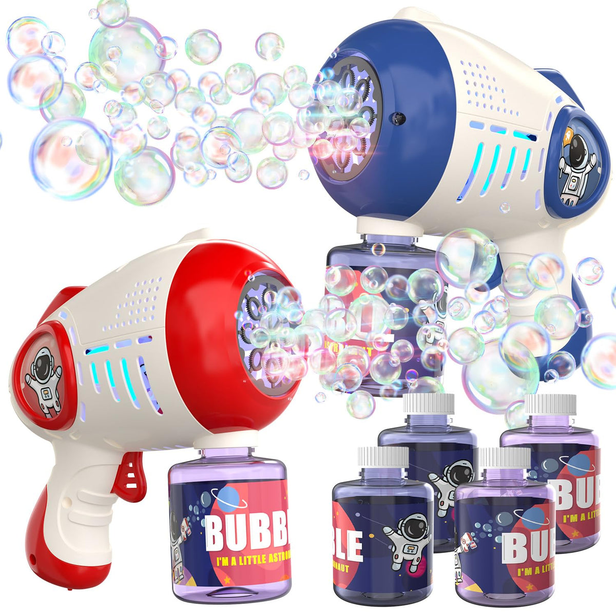 EagleStone bubble guns 2-pack in blue and red for outdoor bubble fun.