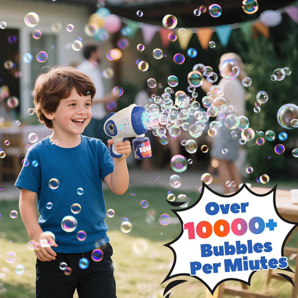 EagleStone LED light-up bubble guns brighten evenings with rainbow bubbles.