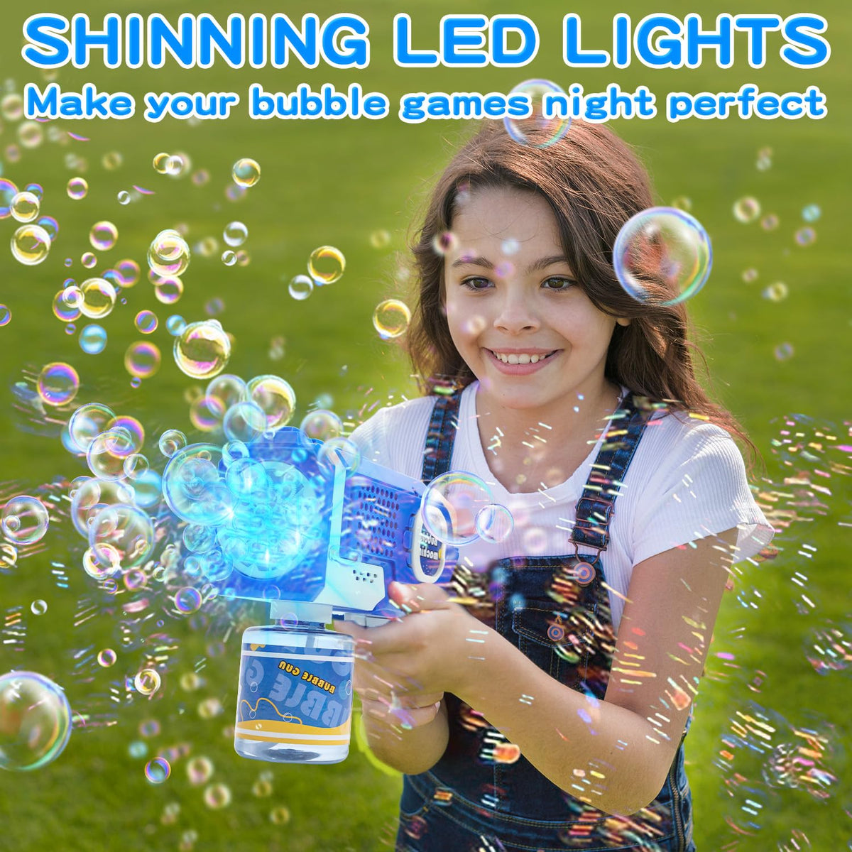 EagleStone bubble guns LED lights glow for magical evening play.