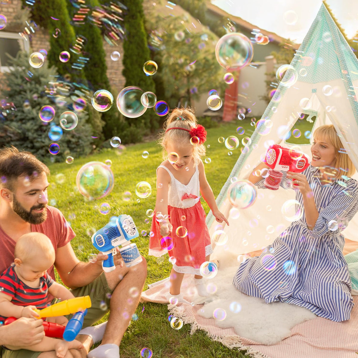 EagleStone party-ready bubble gun set for birthdays and outdoor events.