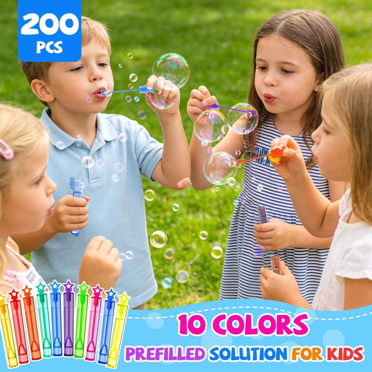 EagleStone bubble wands with star-shaped handles in vibrant color options