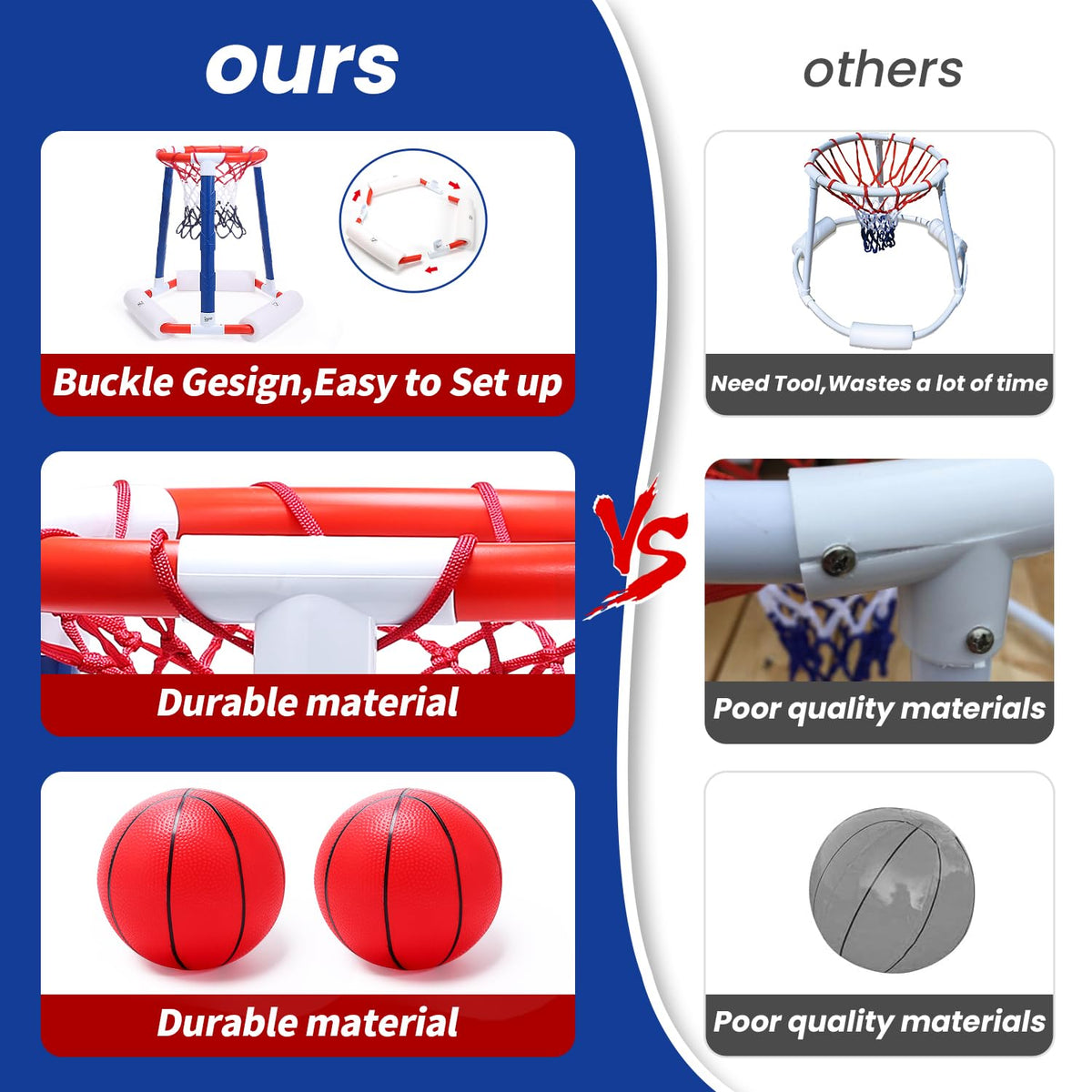 Durable PE bottom keeps EagleStone hoop steady during pool play.