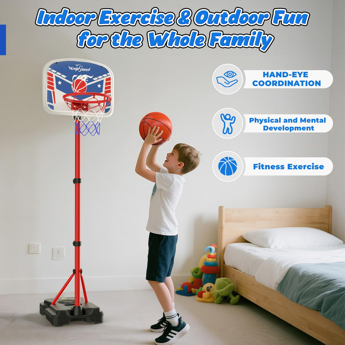 EagleStone hoop rim and net for authentic shooting practice.