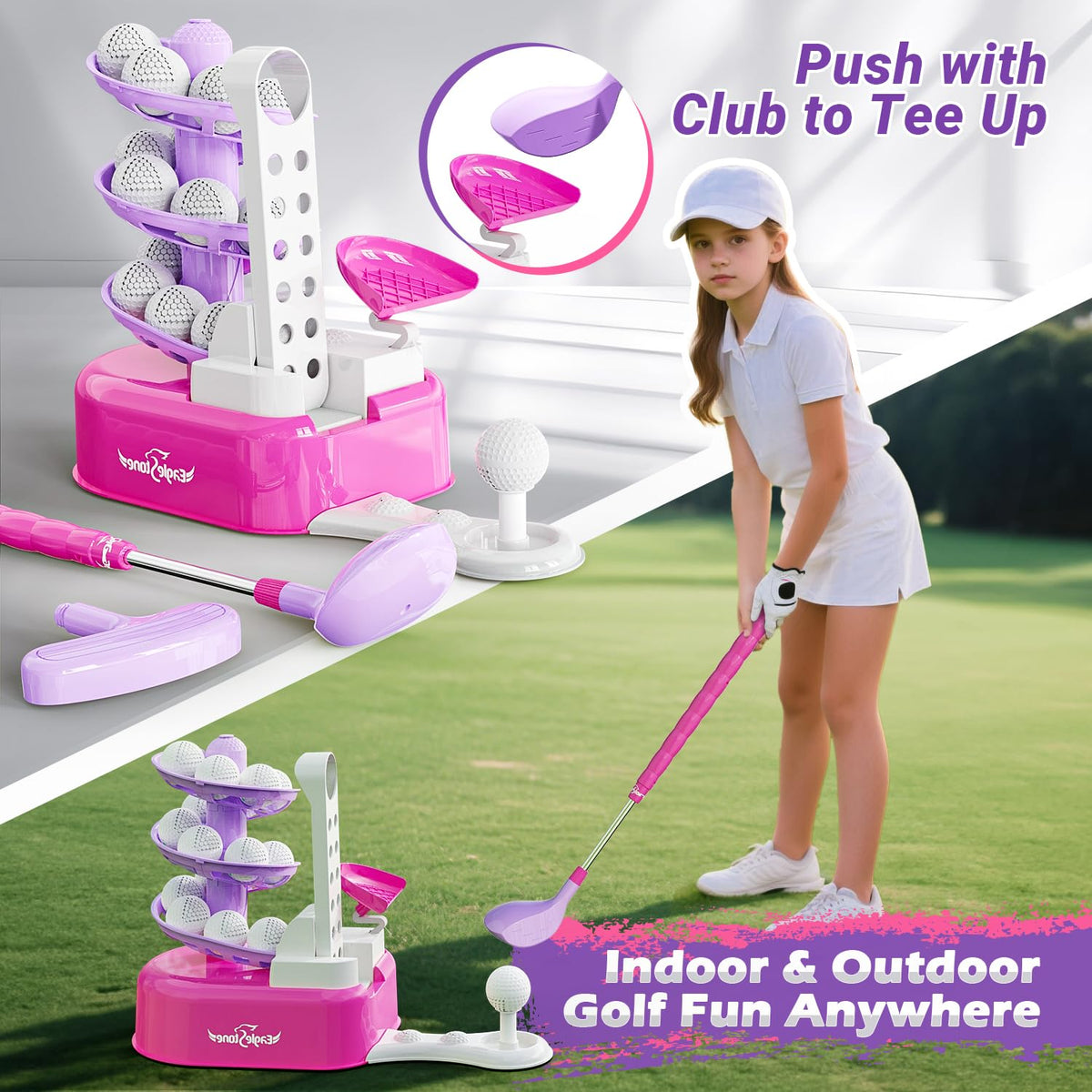 EagleStone Kids Golf Toy Set supports left and right handed use