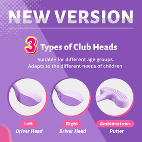 EagleStone Golf Toy Set with three heads adapts to left or right-handed players