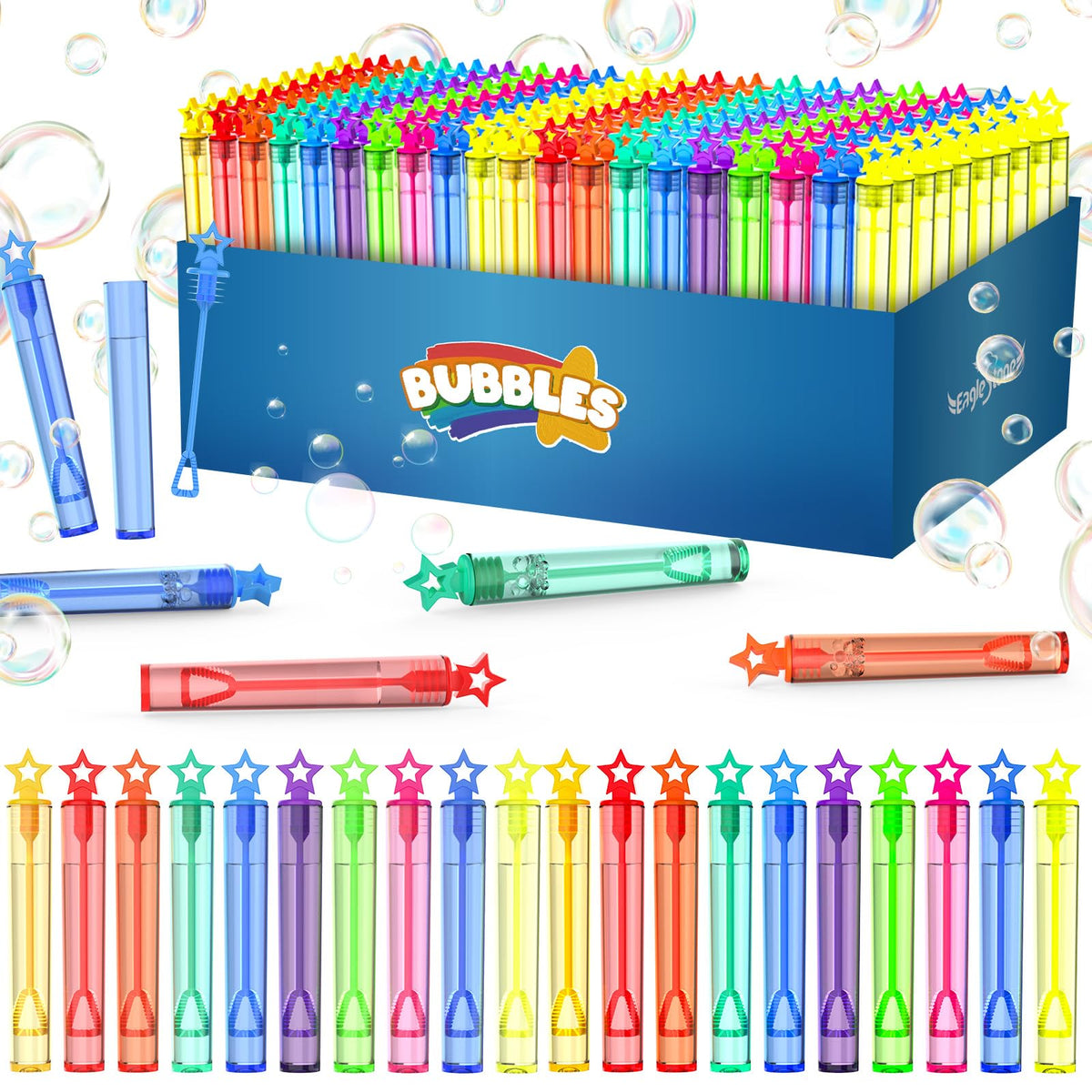 EagleStone mini bubble wands in 10 colors for party favors and classroom prizes