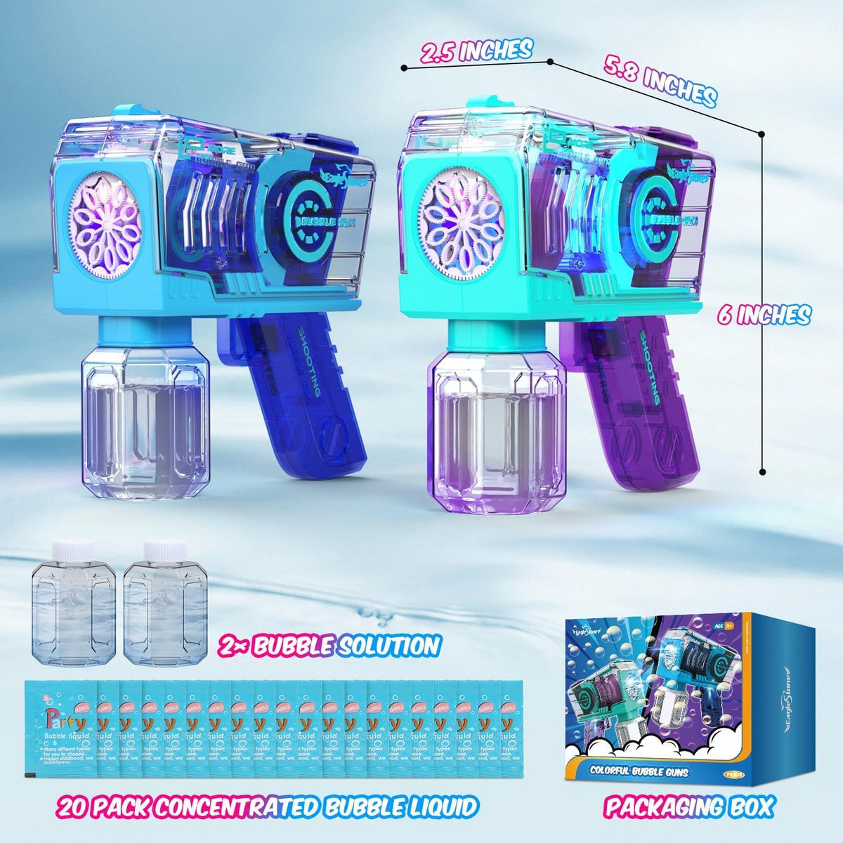 Safe ABS material and safety-tested construction of EagleStone bubble gun outdoors.