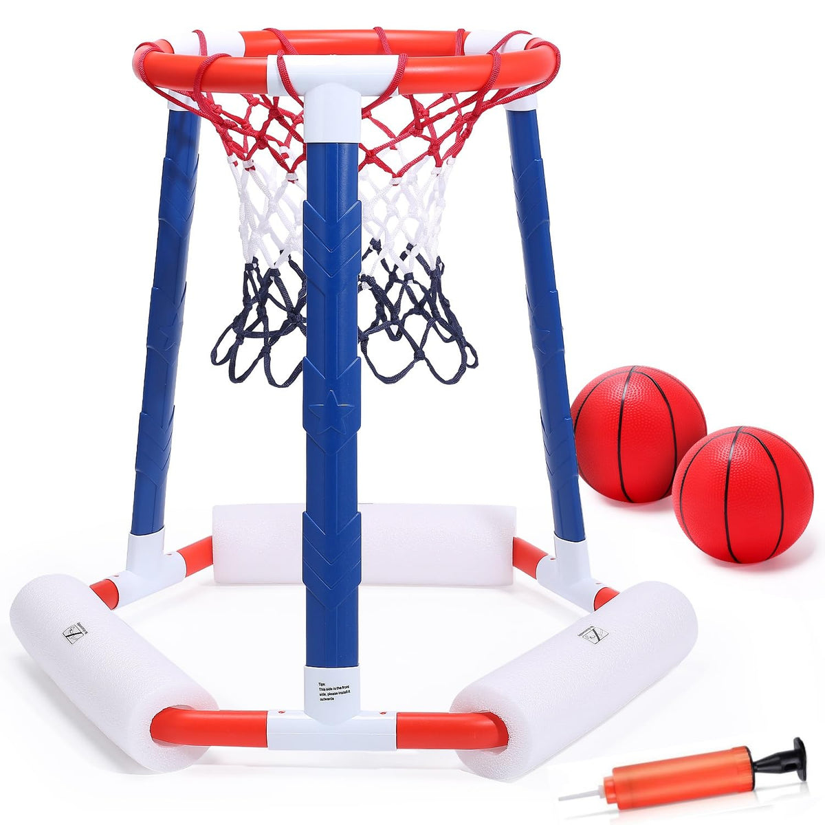 EagleStone pool basketball hoop afloat for easy water play.