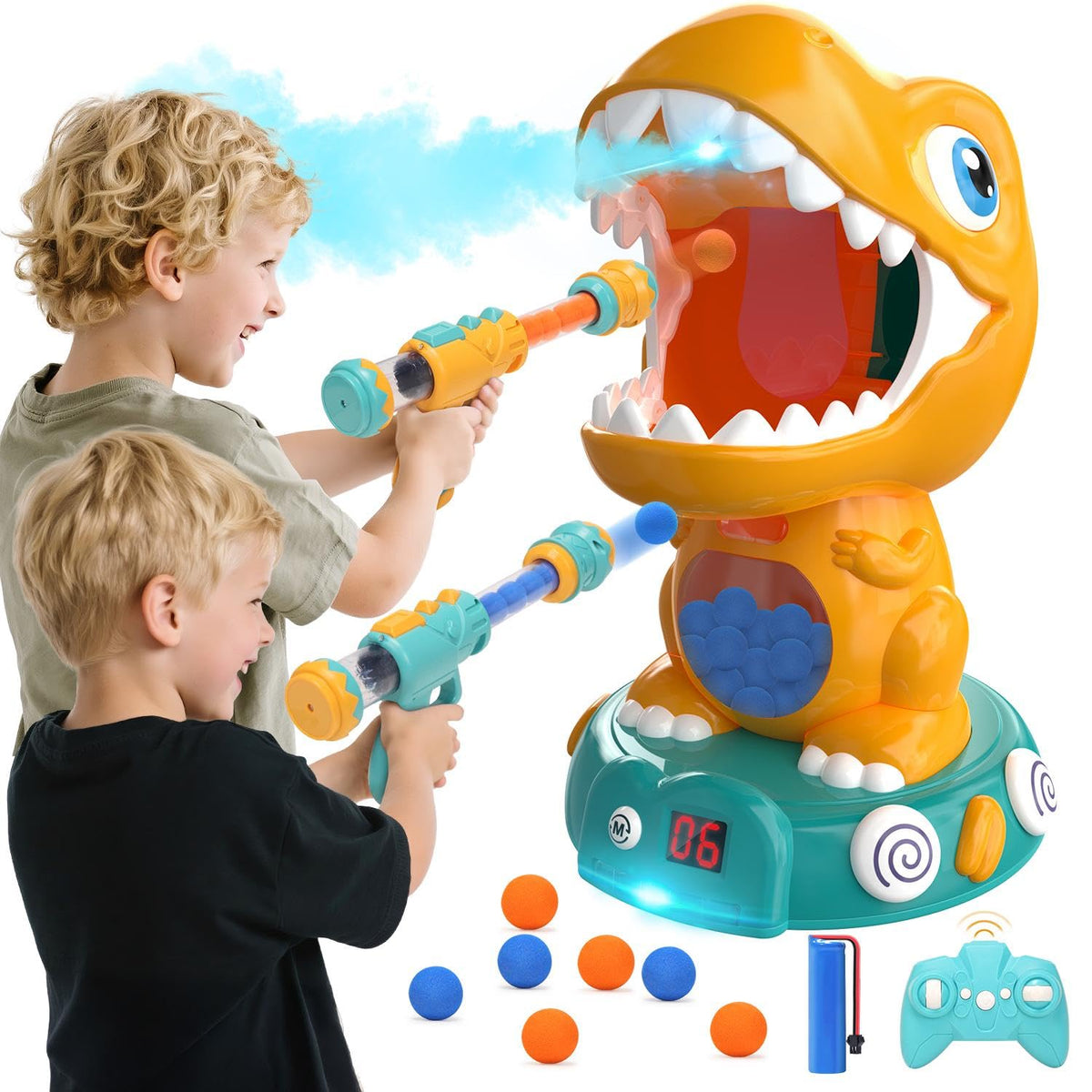 EagleStone RC dinosaur toy in a ready-to-play setup, great for family playtime.