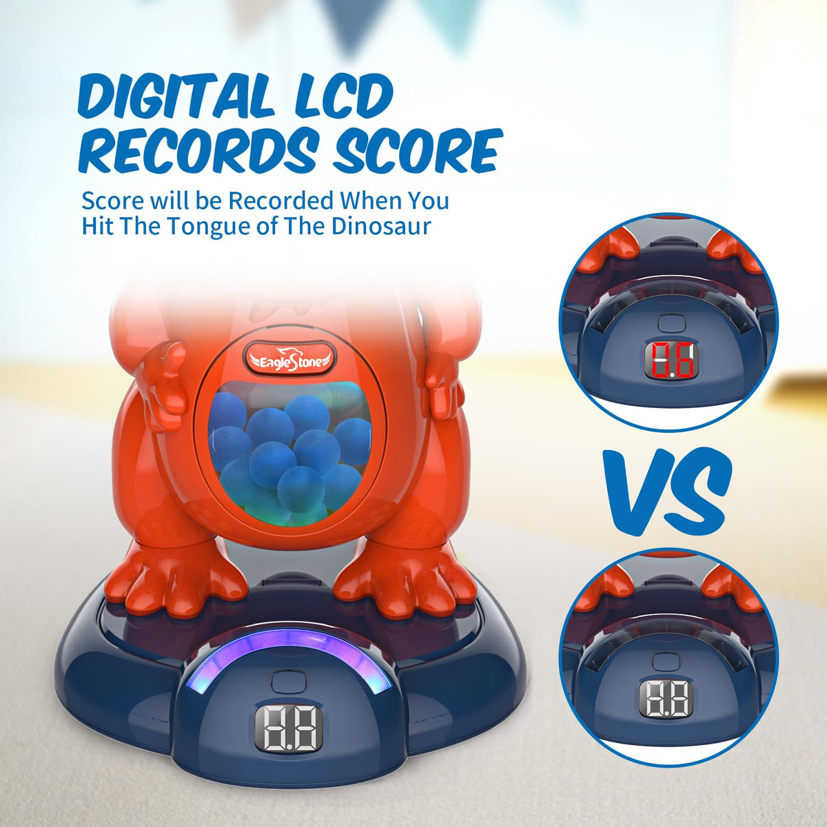 EagleStone digital LCD score display tracks points during play.
