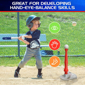 EagleStone lightweight tee-ball bat fits small hands for easy batting.