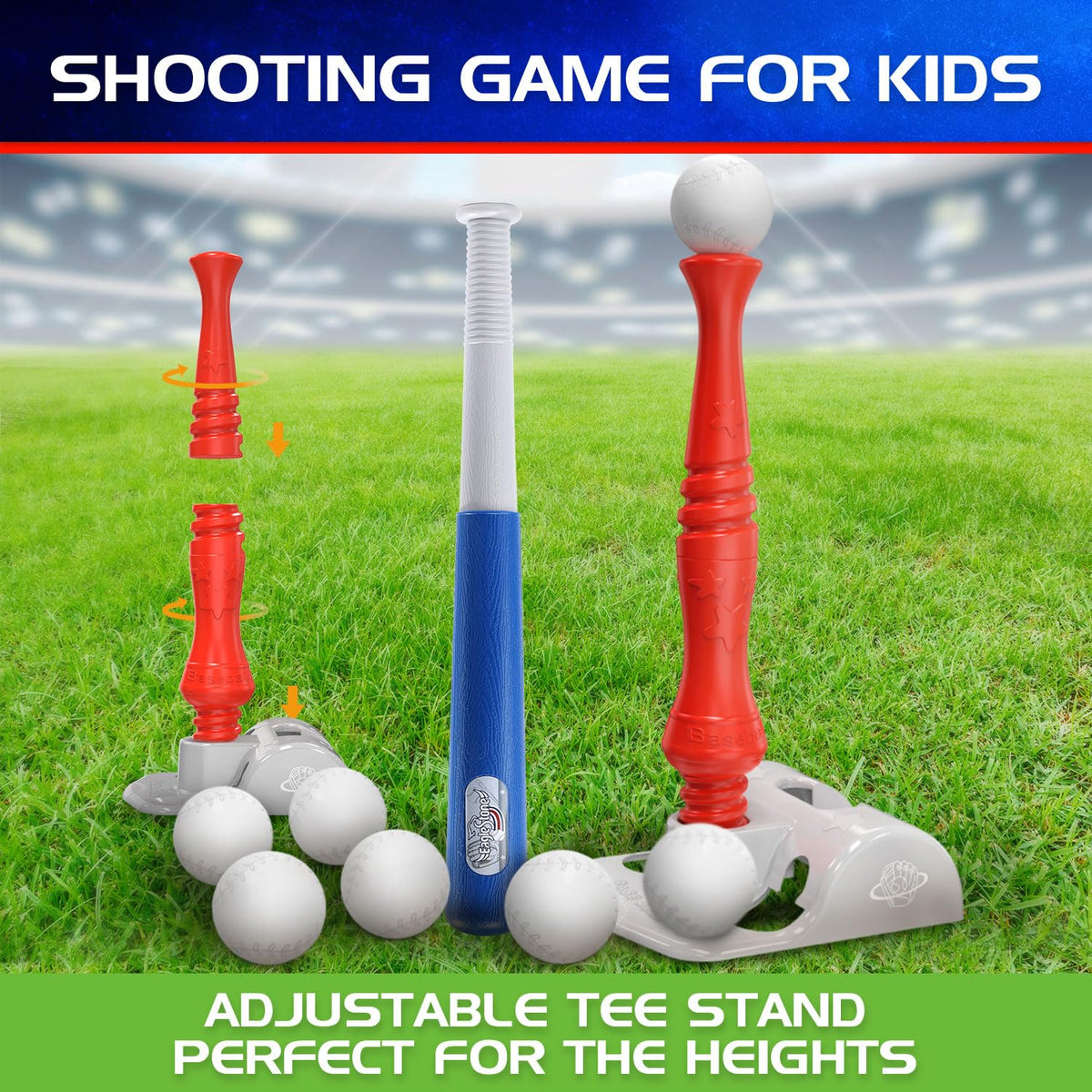 EagleStone Teeball Set rotating tee promotes better hand-eye coordination.