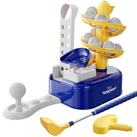 EagleStone Toddler Golf Set with Foot Pedal Launcher for indoor and outdoor play, improving coordination.