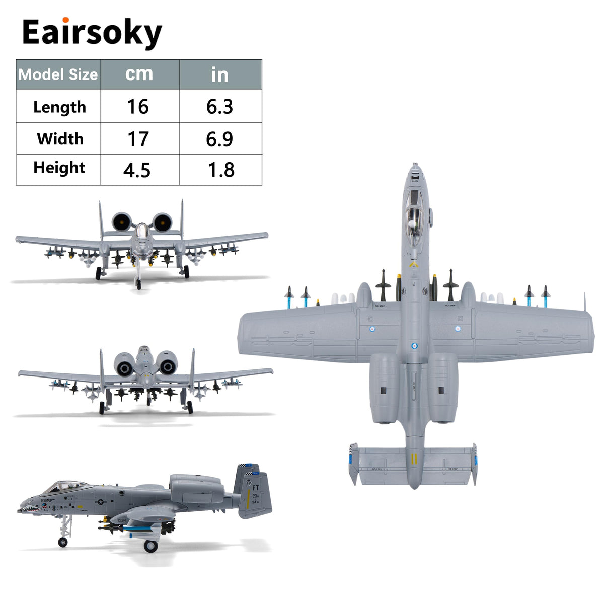 Eairsoky A-10 underwing missiles detail, authentic feature for collectors.