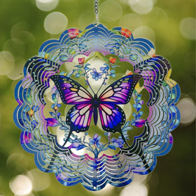 Eandisom 12-inch butterfly wind spinner spins for vibrant garden decor.