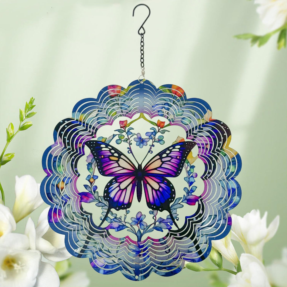 Eandisom wind spinner package includes gloves and hook for easy hanging.