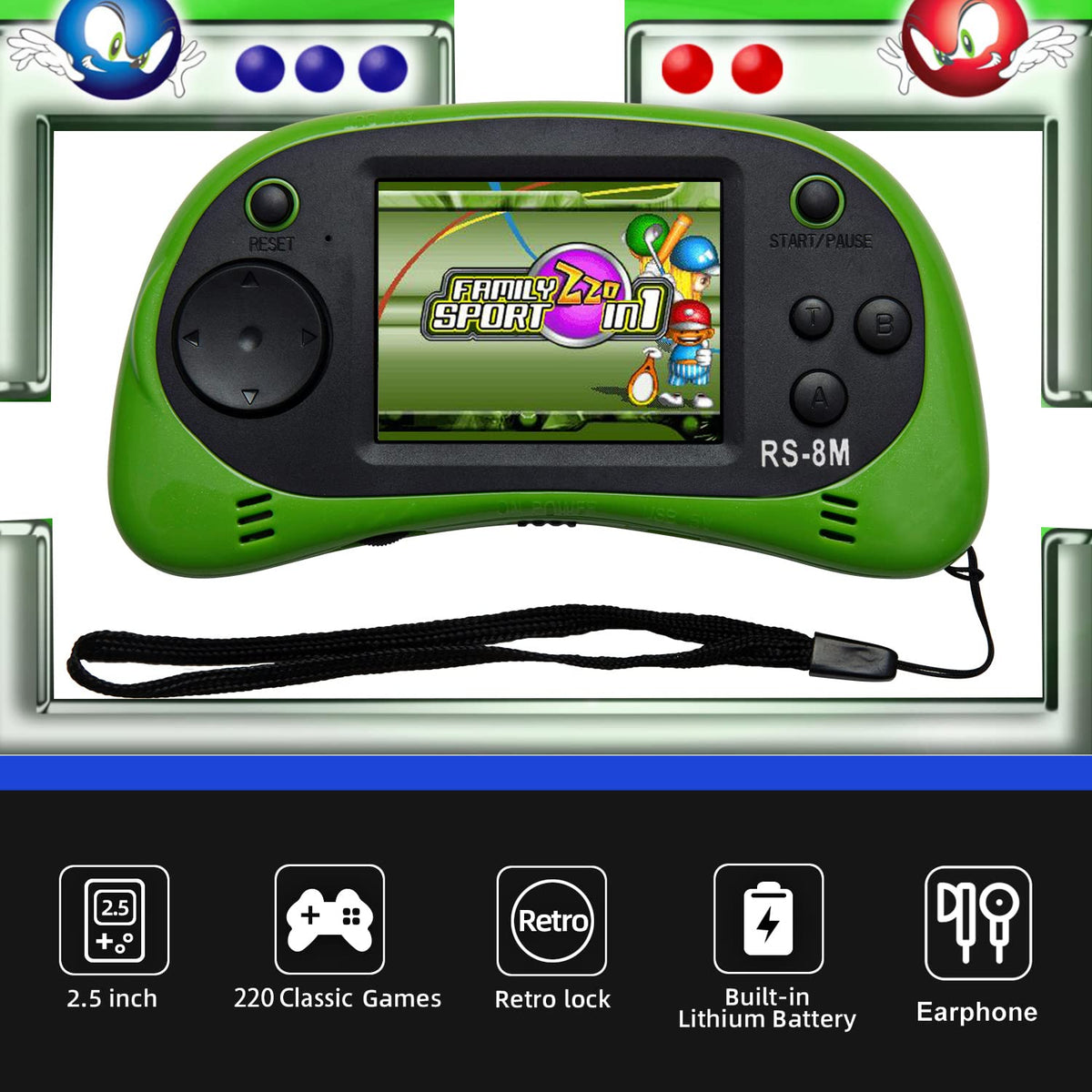 Easegmer built-in 220 games for varied play on the go