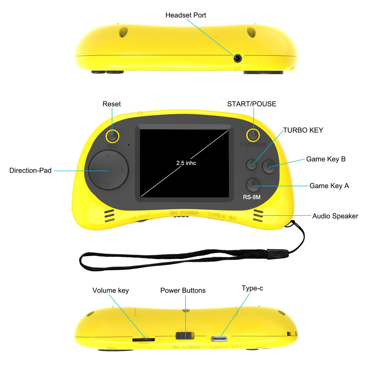 Rechargeable battery with USB charging for hours of play.